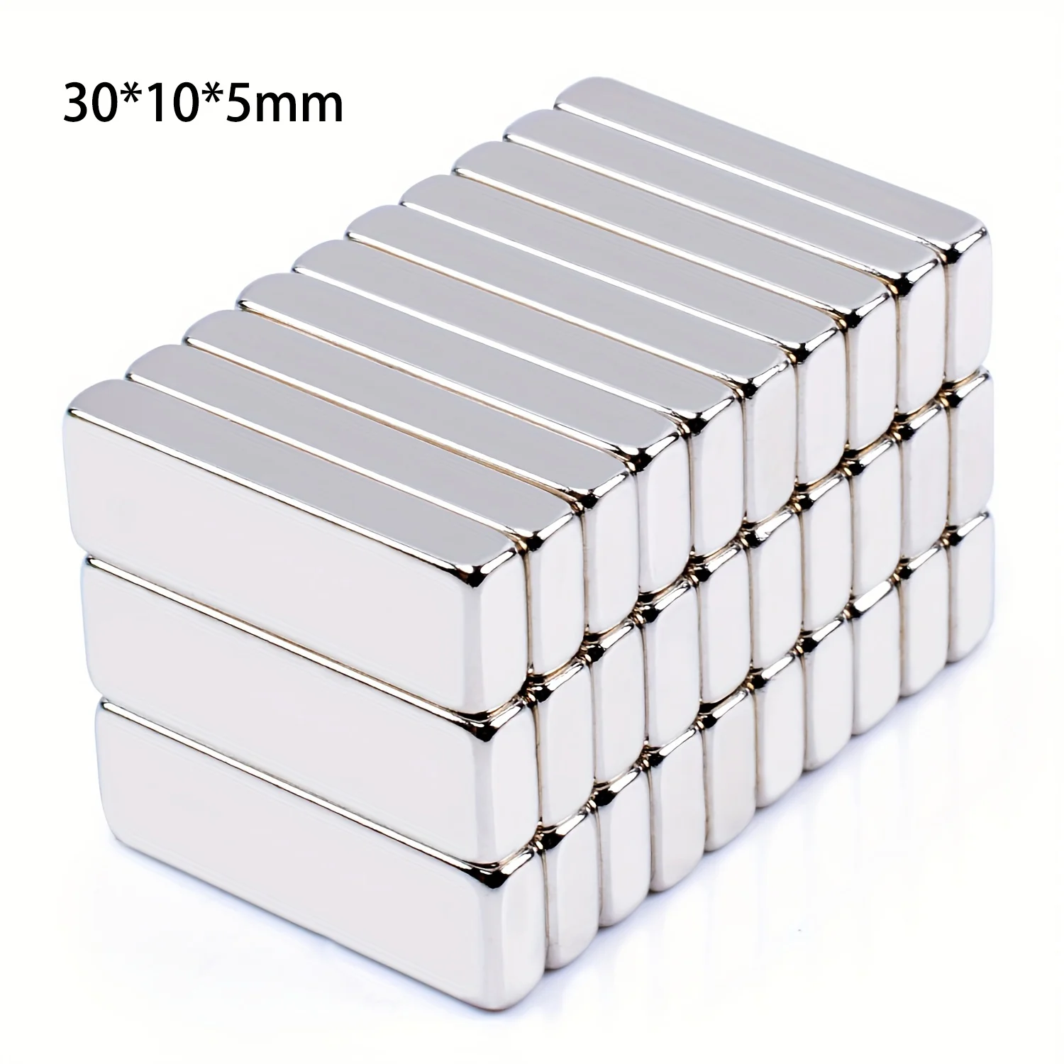 แถบแม่เหล็กสี่เหลี่ยมสําหรับงานหนัก 10 ชิ้น 30x10x5 มม. - ตู้เย็น ห้องครัว ตู้ และที่เก็บเครื่องมือ 1