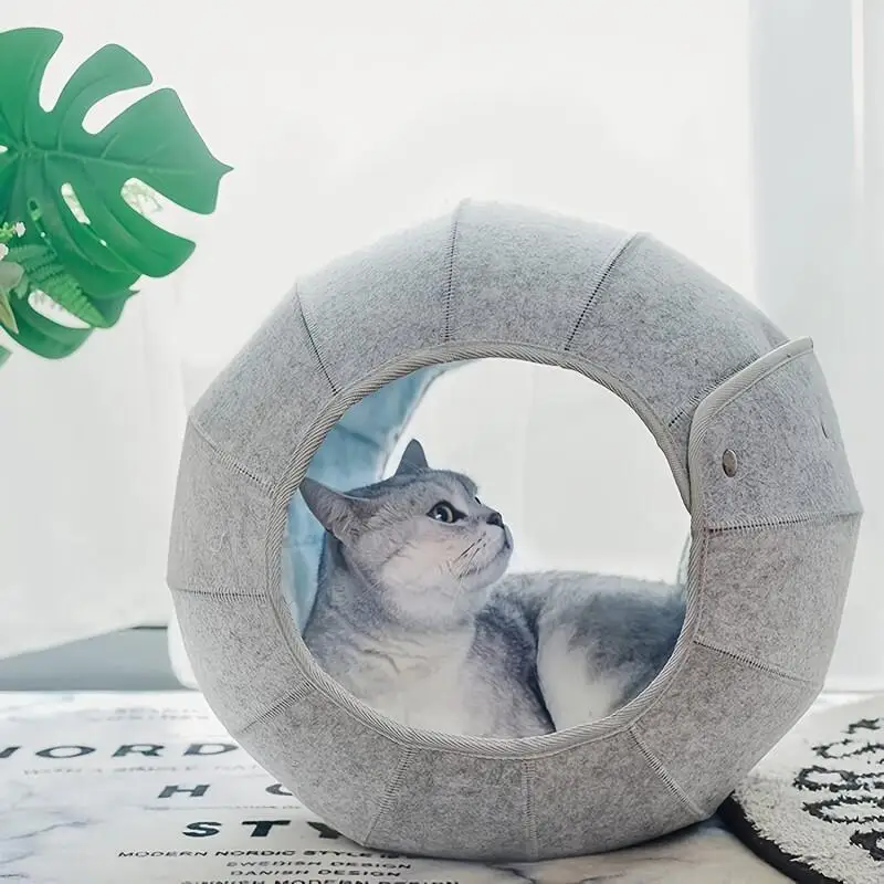 Small Pet Tunnel 1pcs Funny Collapsible Breathable Pet Bed Cat kennel Cave Tunnel Semi-enclosed Creative Cat Mat Supplies For Cats