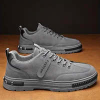 Men's Solid Work Shoes, Lace Up Comfy Soft Sole Non Slip Sneakers For Outdoor Walking, Spring And Summer 6