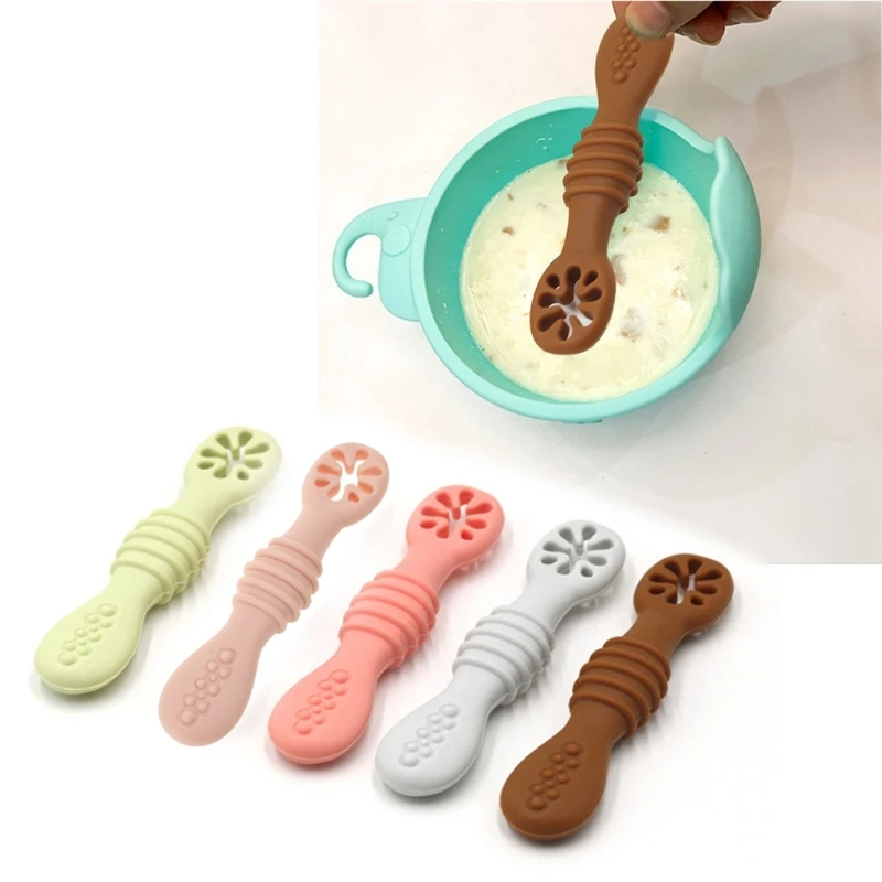 11UC Baby-Led Weaning Silicone Spoon Newborn Learning Feeding Training Utensils silicone feeding spoon silicone cutlery set learning spoons baby cutlery