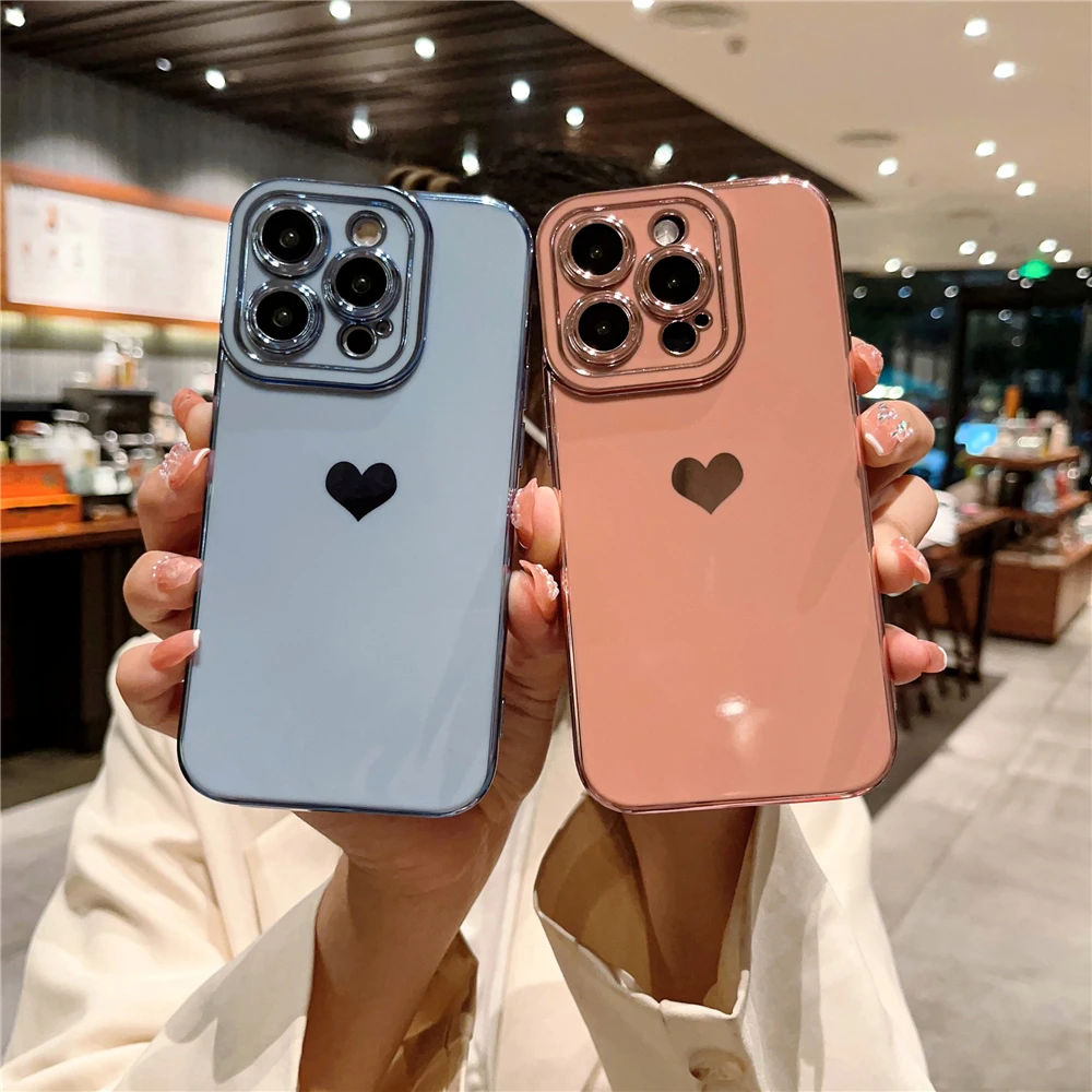 For 15 Pro Max Square Plating Nice Frame Soft Phone Case iPhone 14 13 12 11 X Xs Xr 7 8 Plus Lens Protective_voghion.com