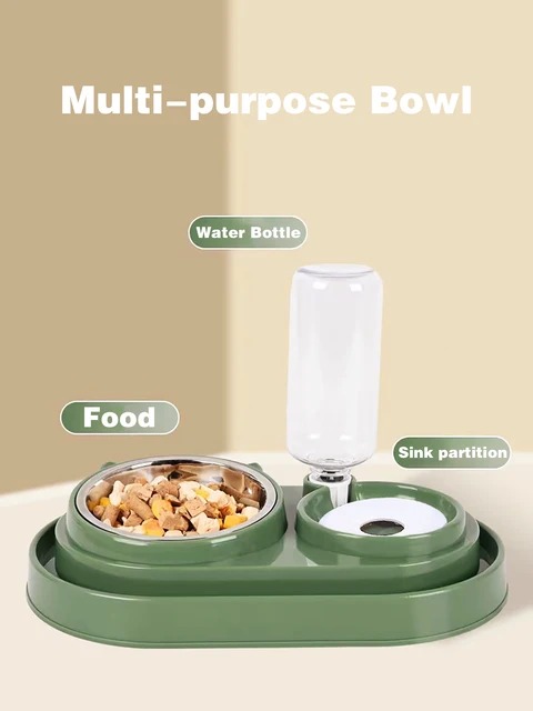 1 spill proof track pet dual-purpose bowl for feeding and drinking, one dual-purpose dog bowl with water bottle, cat bowl 4