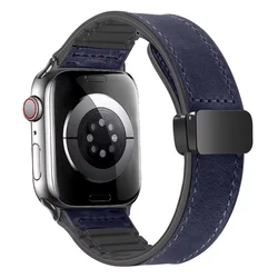 Premium Leather Watch Band Bracelet - Elegant and Stylish Strap for 42 44 45 49MM (Blue)