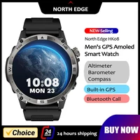 Km TH EDGE-Montre intelligente de sport pour homme, GPS, affichage Amoled, AOD, appel Bluetooth, baromètre d'altitude, boussole, étanche IP68, 1.43 1