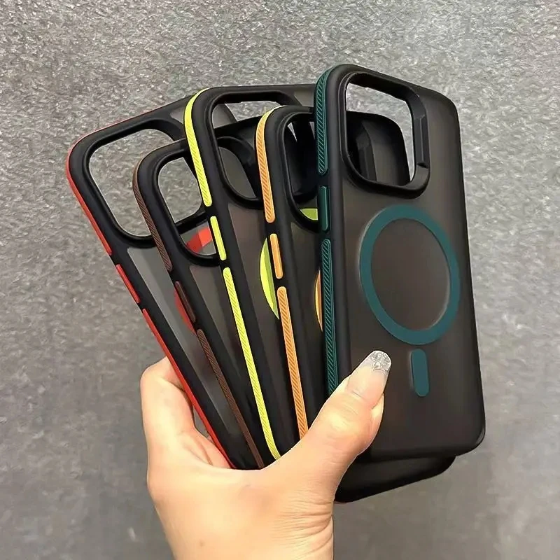 Luxury Magsafe Matte Translucent Magnetic Phone Case with Wireless Charging Capability