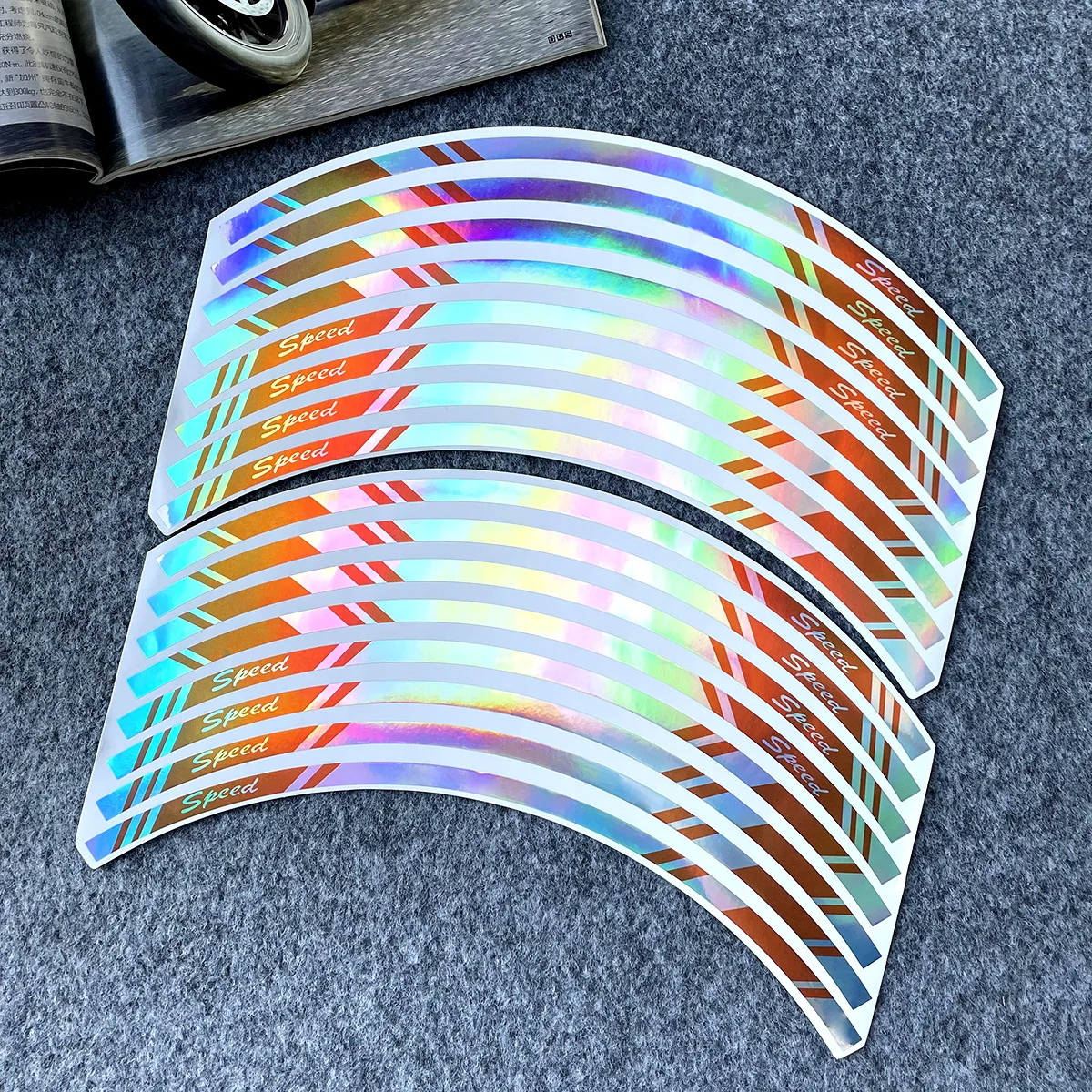 Vibrant Rainbow Wheel Stickers - 17 Rim Tape for Car and Motorcycle Styling