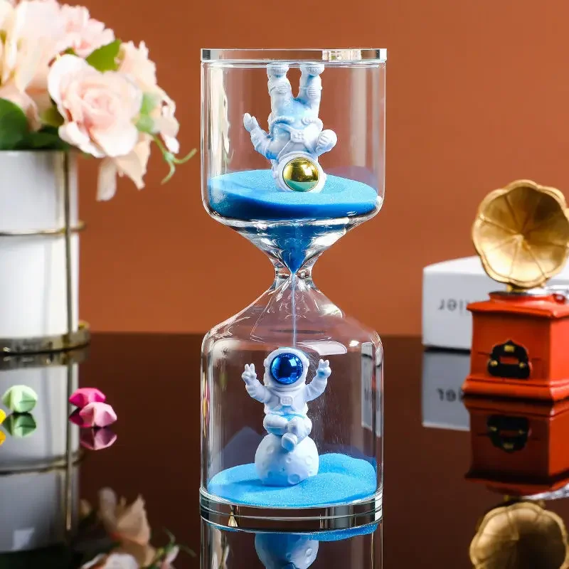 5/10/30/60 Min Creative Astronaut Sand Clock Hourglass Timer Transparent Glass Gifts As Delicate Home Decorations Pendant New
