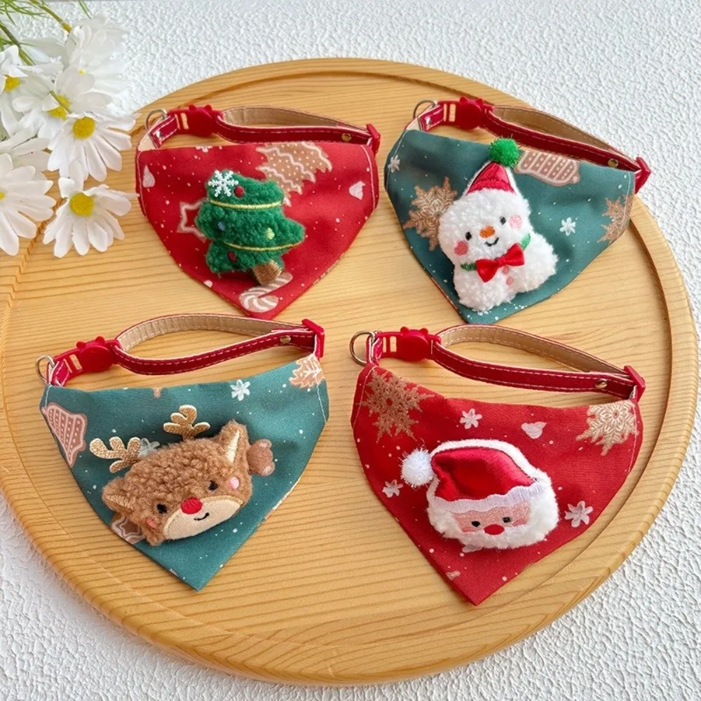 Polyester Christmas Dog Collar Adjustable Dirt Resistant Pet Scarf