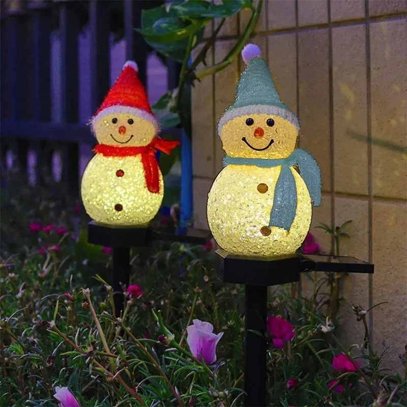 

Christmas Home Decor Solar Ground Plug Lights Christmas Decoration Snowman Lights Outdoor Garden Patio Landscape Lights Lawn