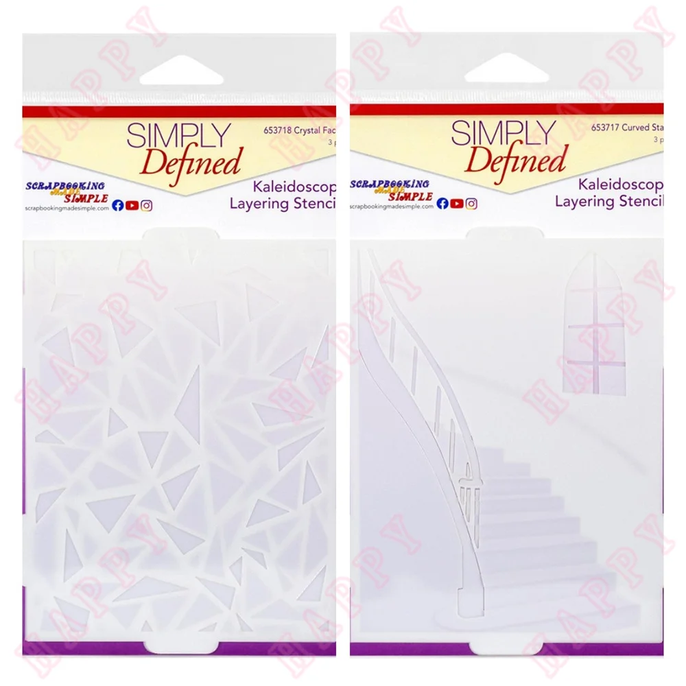 

Plastic Stencils Crystal Facets Curved Stairs For 2022 DIY Scrapbooking Paper Craft Handmade Make Album Card Embossing Template