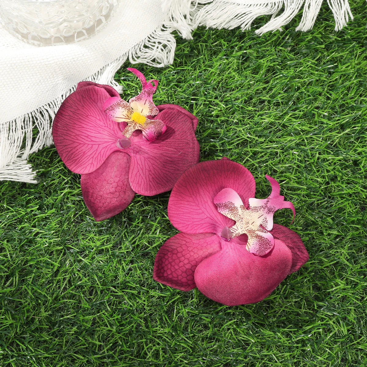 Phalaenopsis Hair Clips White Festival Hairpin Women Side Clips Bangs Clip Fashion Makeup Beach Hawaii Headwear Accessories