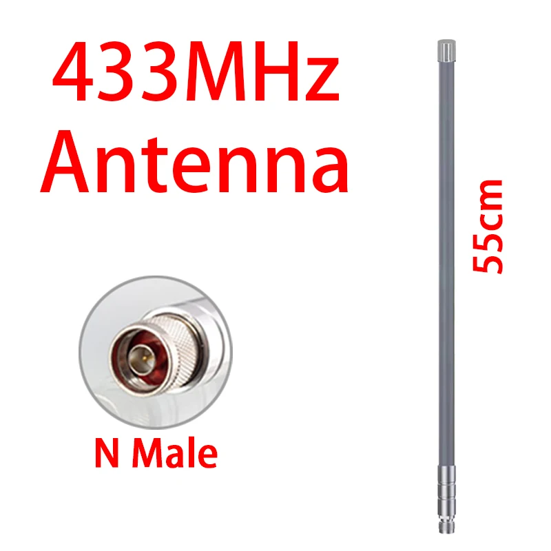 433MHz LoRa 게이트웨이 안테나 실외용 옴니 433MHz 유리섬유 안테나 무선 데이터 전송 모듈 장거리 N 타입