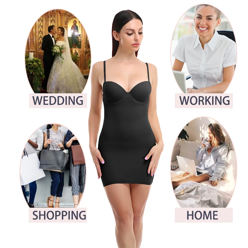 Women's Shapewear Control Slips Seamless Bodysuit Camisole Body Shaper Push Up Chest Dress Underwear Slimming Corset Sheath