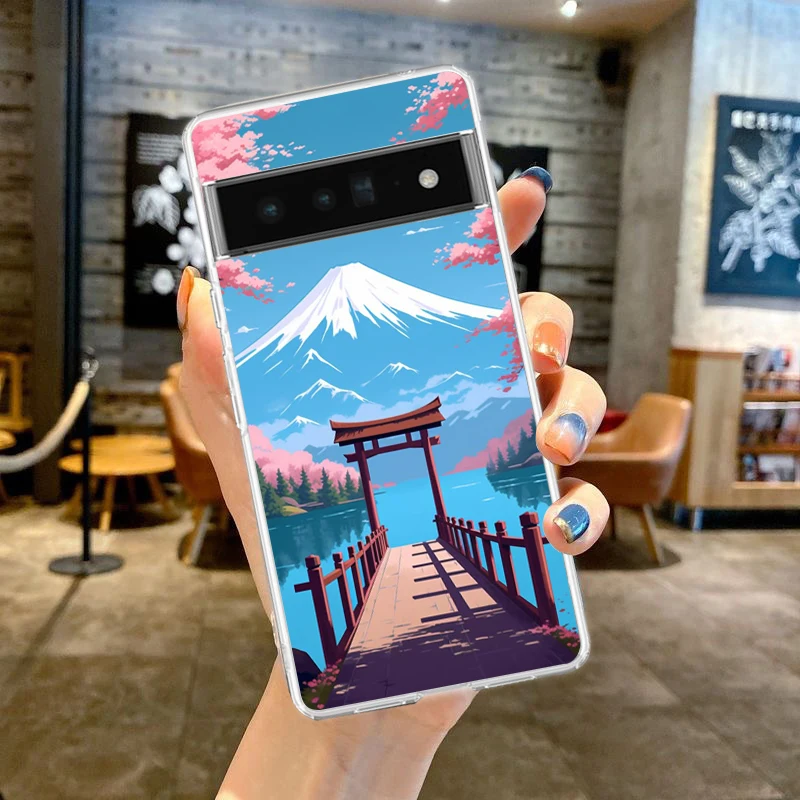 Japan Mount Fuji Painting Cherry Blossom Soft TPU Phone Case