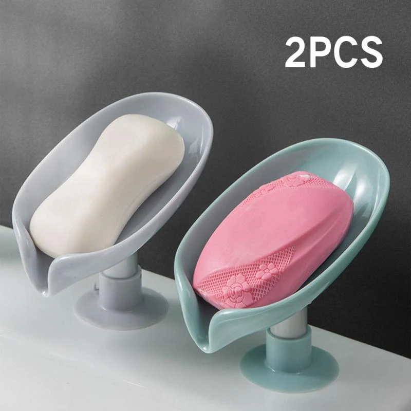 2 pièces ventouse porte-savon pour salle de bain douche Portable feuille porte-savon en plastique éponge plateau pour cuisine salle de bain accessoires
