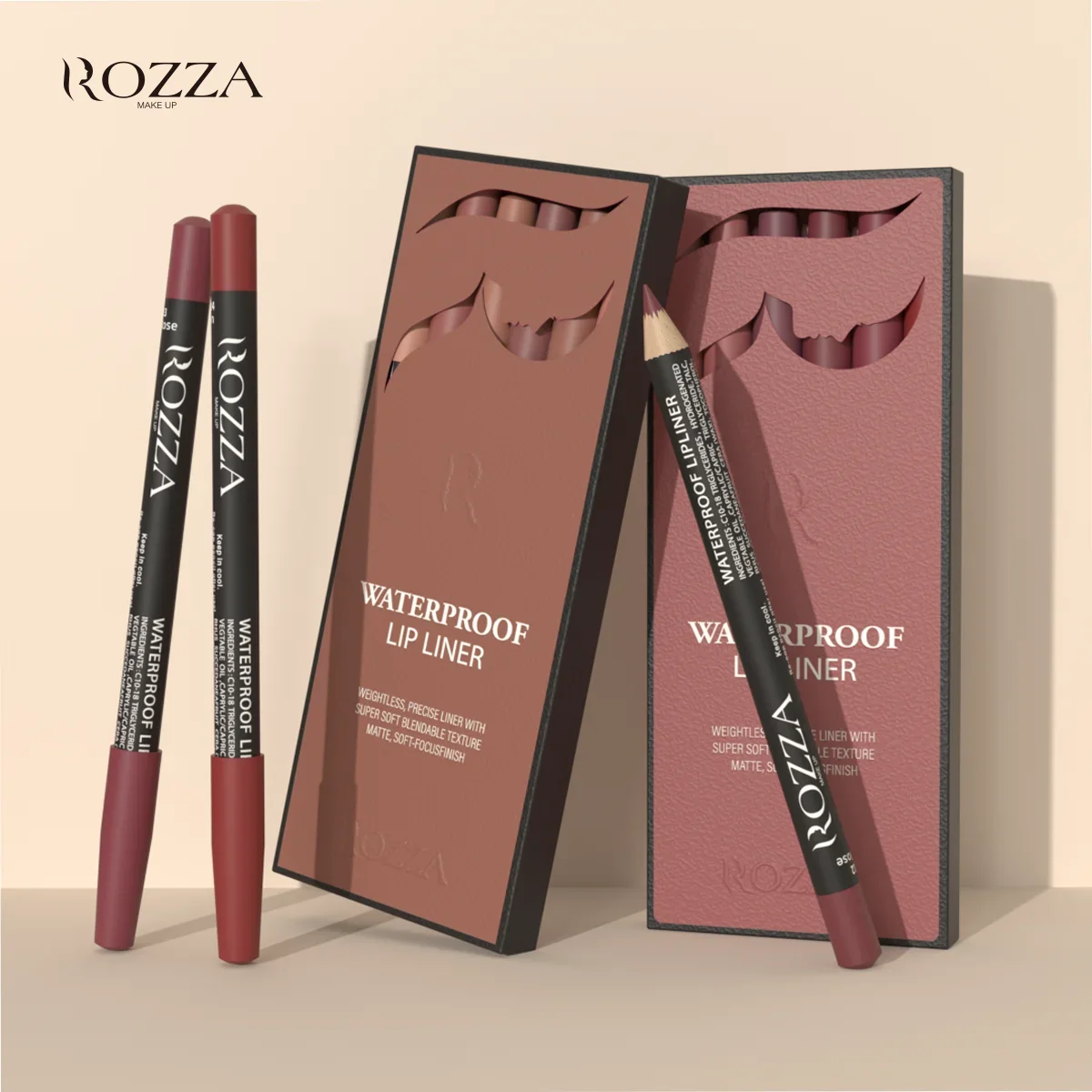 Rozza 6pcs Lip Liner Set,Velvet Matte Long-Lasting Waterproof Super Soft Blendable Texture Matte Soft Lip Liner 6