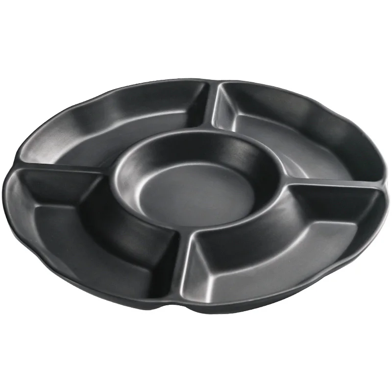 Bar KTV Snacks, Cold Dishes, Creative Black Melamine Barbecue Plates, Japanese Hot Pot Side Dishes, Plastic Commercial Plates