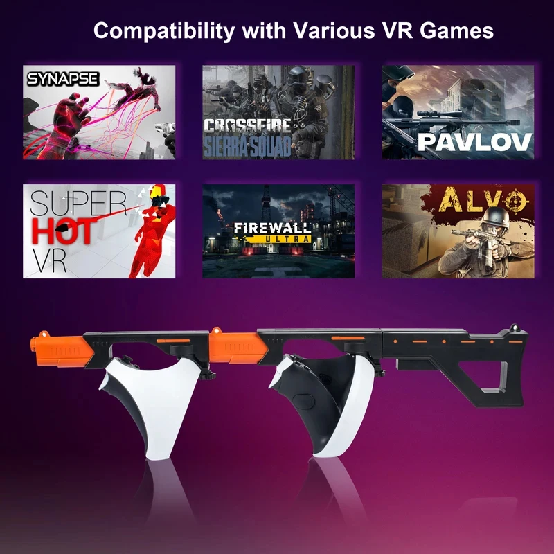 PSVR2용 마그네틱 VR 건 스톡, 3-in-1 교체형 핸들 액세서리(숄더 스트랩 포함)