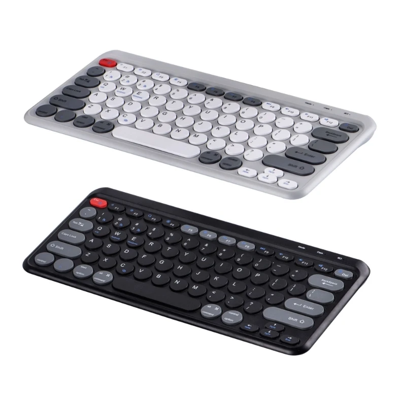 

Portable Bluetoothcompatible 2.4Ghz Keyboard Wireless & USB Connection for Pad PC Laptop Tablets Punk Round Cap Drop Shipping