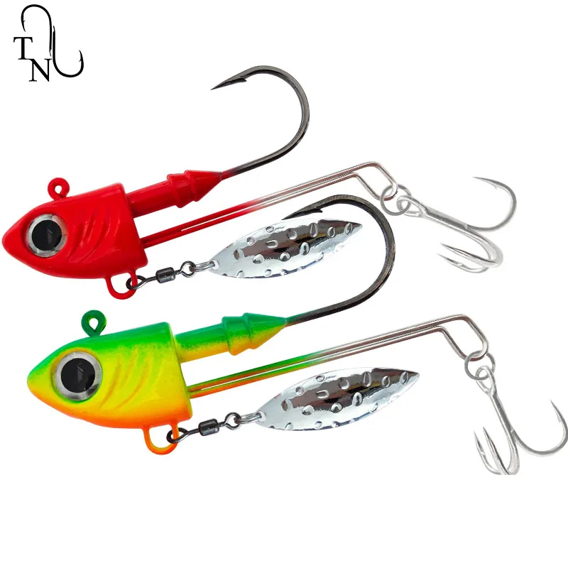 Leurres jig TN68 10g à 40g avec hameçons triples pour pêche du perche et black bass en eau douce