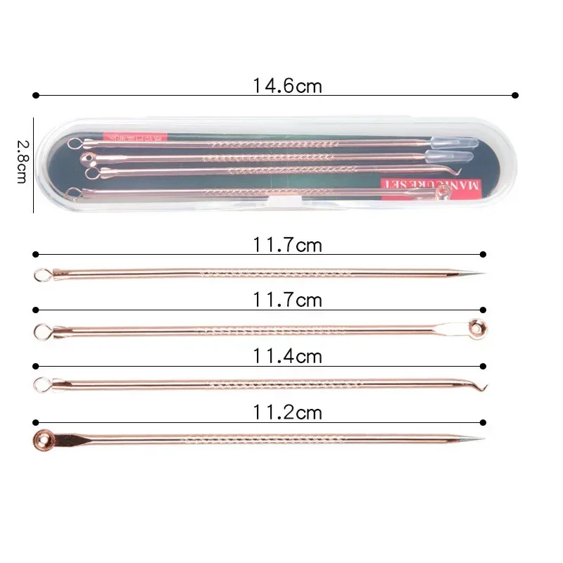 4PCS Acne Blackhead Comedone Black Spot Pimple Blemish Remover Skin Care Women Beauty Acne Treatment Pore Cleanser Needle Hook