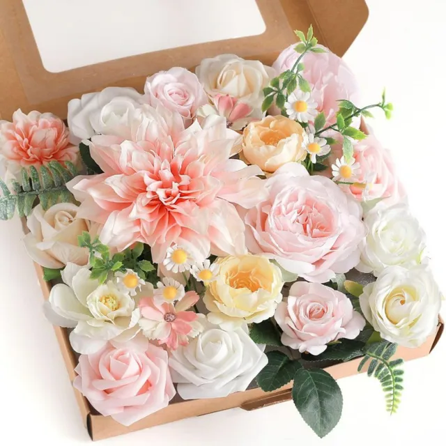 ​Artificial Silk Flower Box Set ​Rose Wedding Bouquets Christmas Home Decor Wedding Garden Rose Arch Fake Silk Flowers Head 6