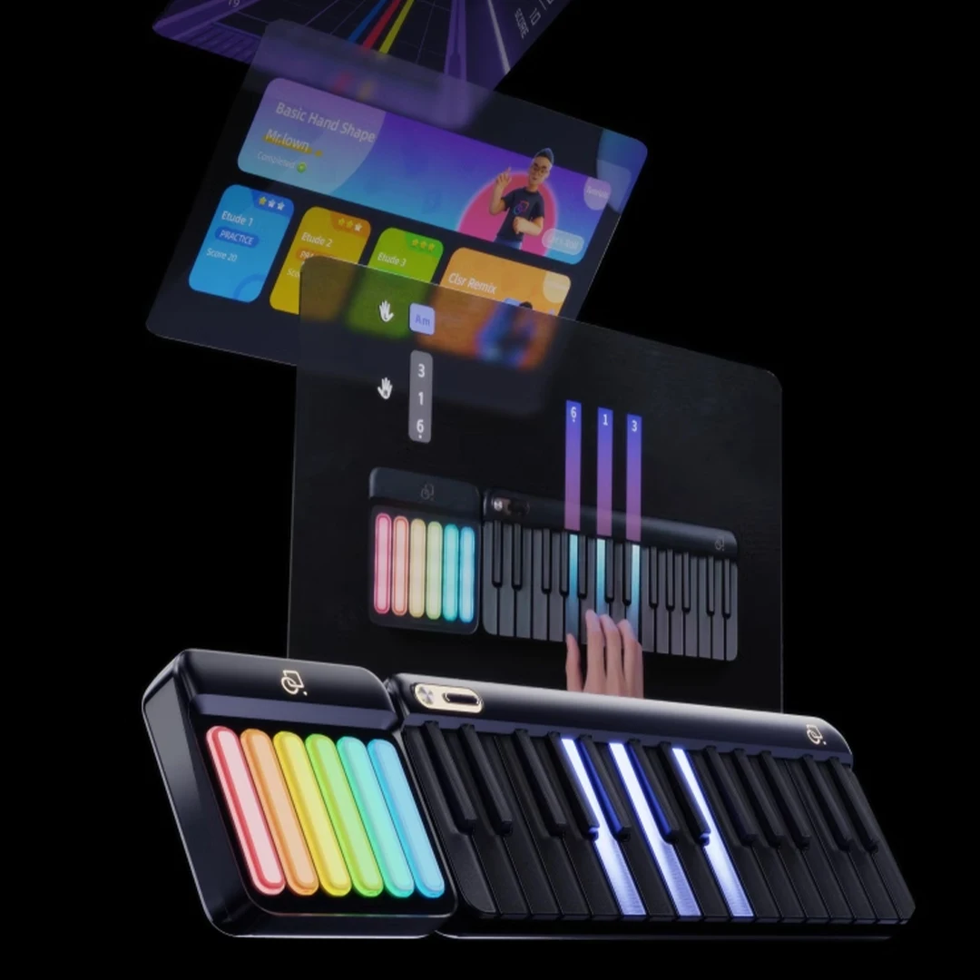 Smart Piano Keyboard with MIDI Controller Smart LED Keyboard Interactive Sing-Along with Chords for Beginner