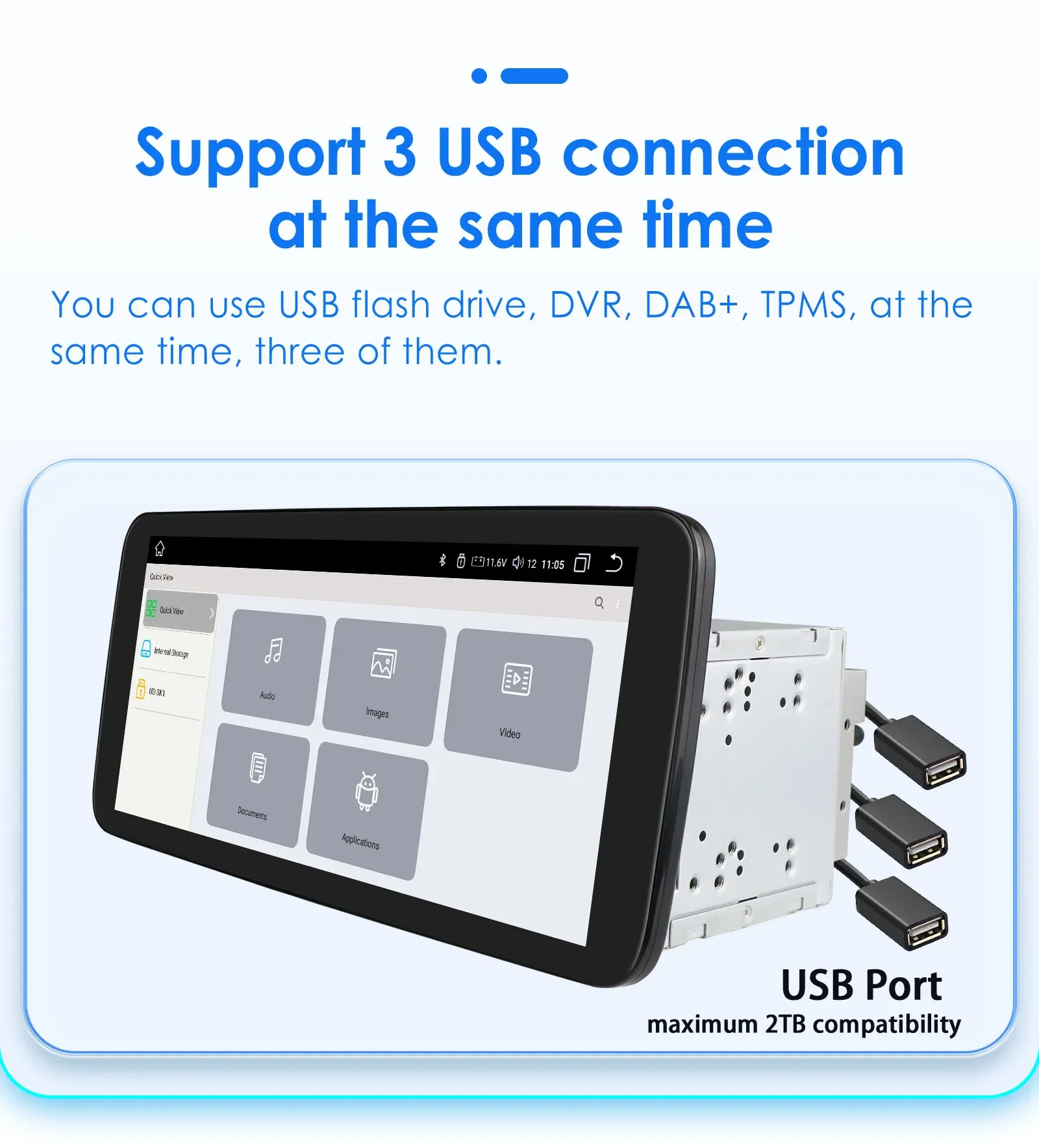 Reproductor Multimedia con pantalla QLED de 10,33 pulgadas para coche, Radio Estéreo Universal, 2 Din, inalámbrico, Carplay, Android, Panel desmontable, GPS, BT, DSP 6
