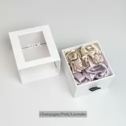 Luxurious 22 Momme Mulberry Silk Hair Scrunchie - Elegant 3.5cm Elastic Hair Tie (Gift Box Style 7)