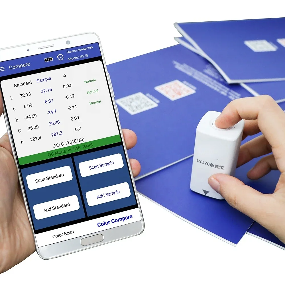 Color Meter LS170 Textile Ceramics Paper Difference Measurement Device Pocket imeter with Library APP