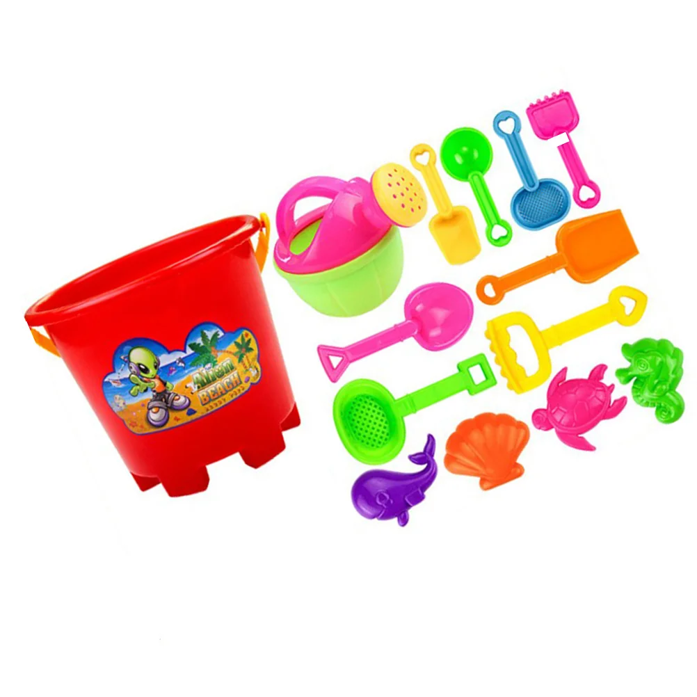 

13Pcs Castle Sand Tools Beach Set Multicolor Creative Sand Mold Kits with Cartoon Molds and Bucket for Pools Backyard and