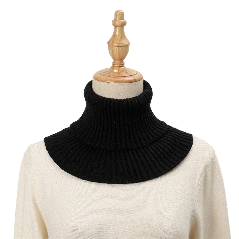 

New Men Fake Collar Scarf for Women Knitted Elastic False Collar Scarf Warmer Winter Windproof Detachable Wrap Scarf Solid Color