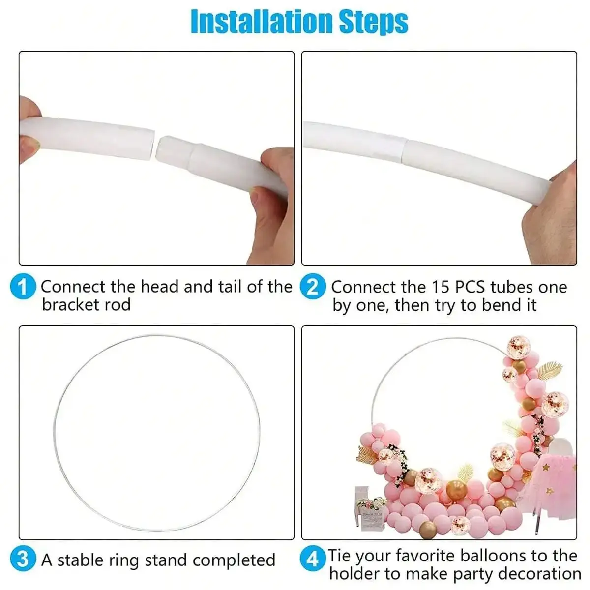 5ft 6ft Balloon Arch Bracket Kit, Circular Balloon Bracket, Suitable for Weddings, Birthdays, Baby Showers, Christmas Parties, D