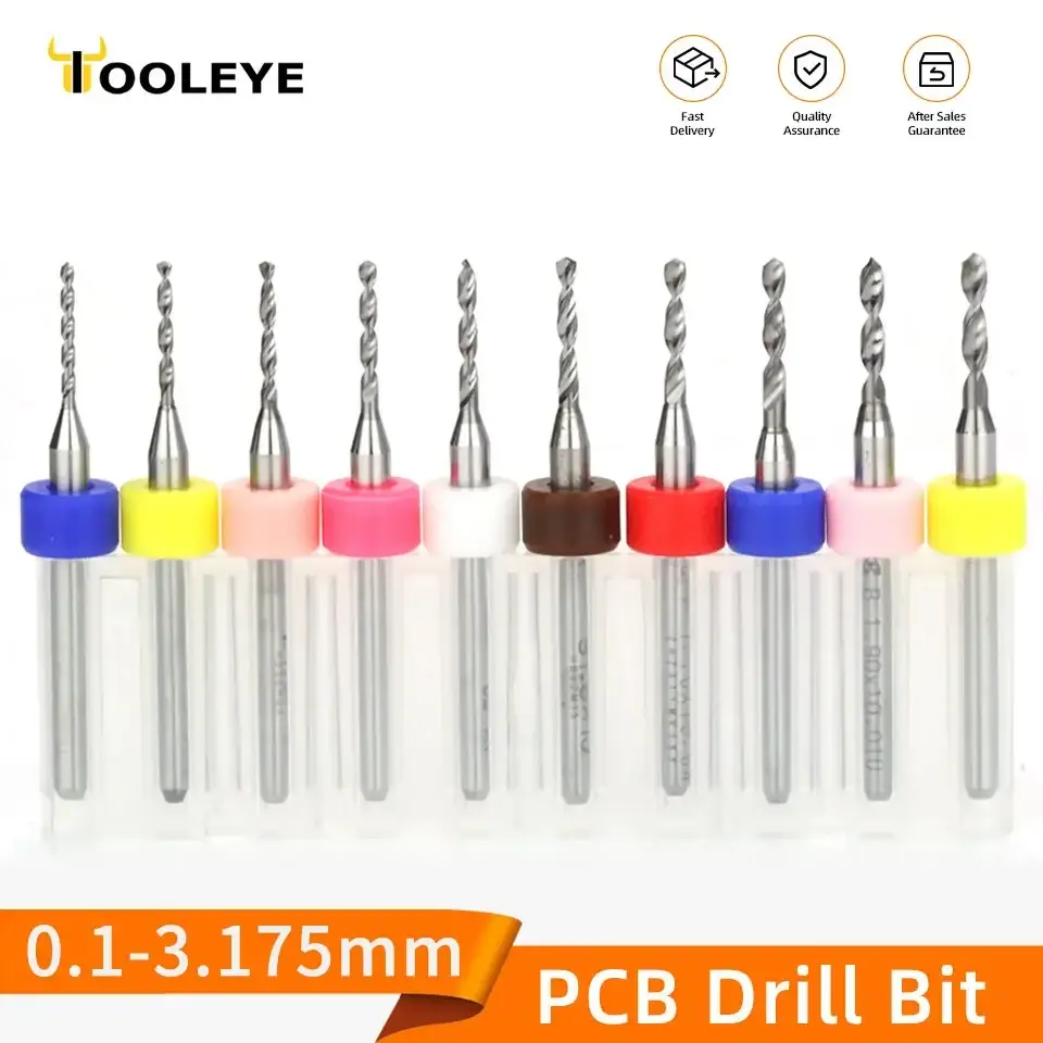 10pcs PCB Drill Bit Set Carbide Micro Drills For Printed Circuit Board 1/8" Fixed Shank Mini CNC Tungsten Steel Bits 0.1-3.175mm image 1