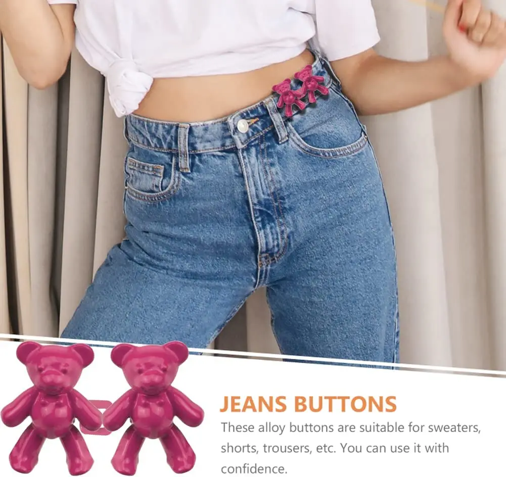 Bear Jeans Button Pins Detachable Buttons Adjustable Jean Button