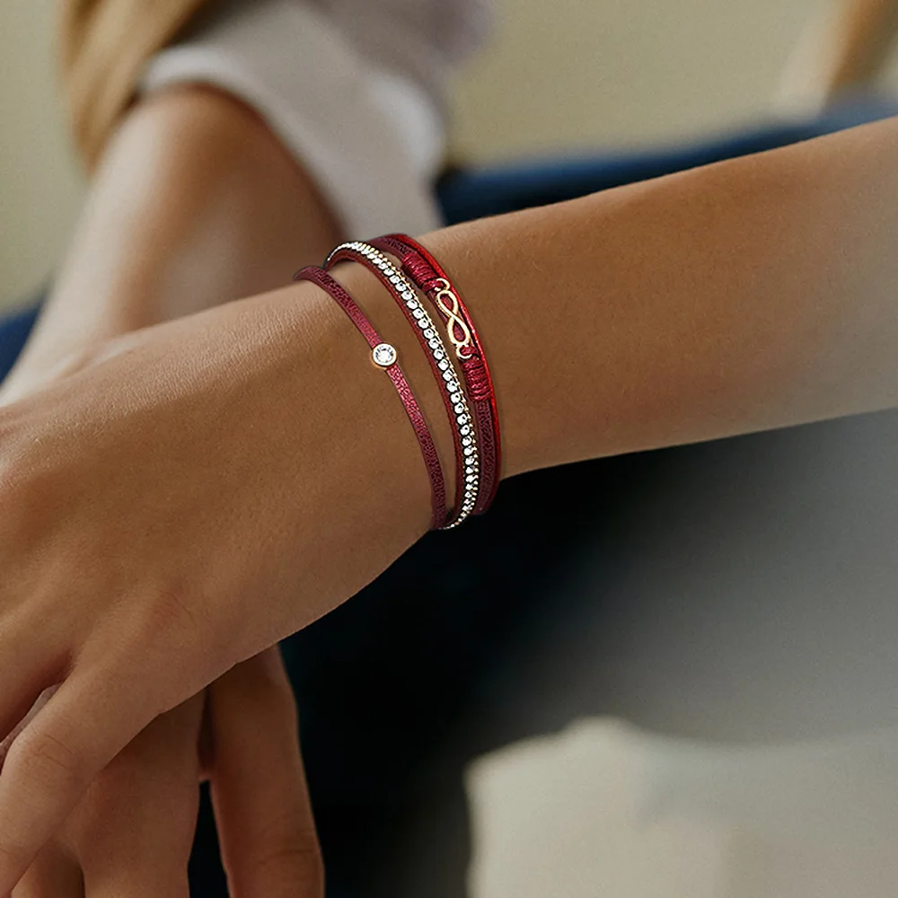 Number 8 Circular Design Leather Magnetic Bracelet for Women Jewelry Summer Beach Resort Charm Luxury Wristband Leather Bracelet