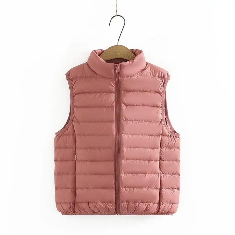 

Winter Women Oversize Waistcoat Jacket Warm Ultra Light White Duck Down Vest Coat Ladies Stand Collar Sleeveless Tank Short Tops