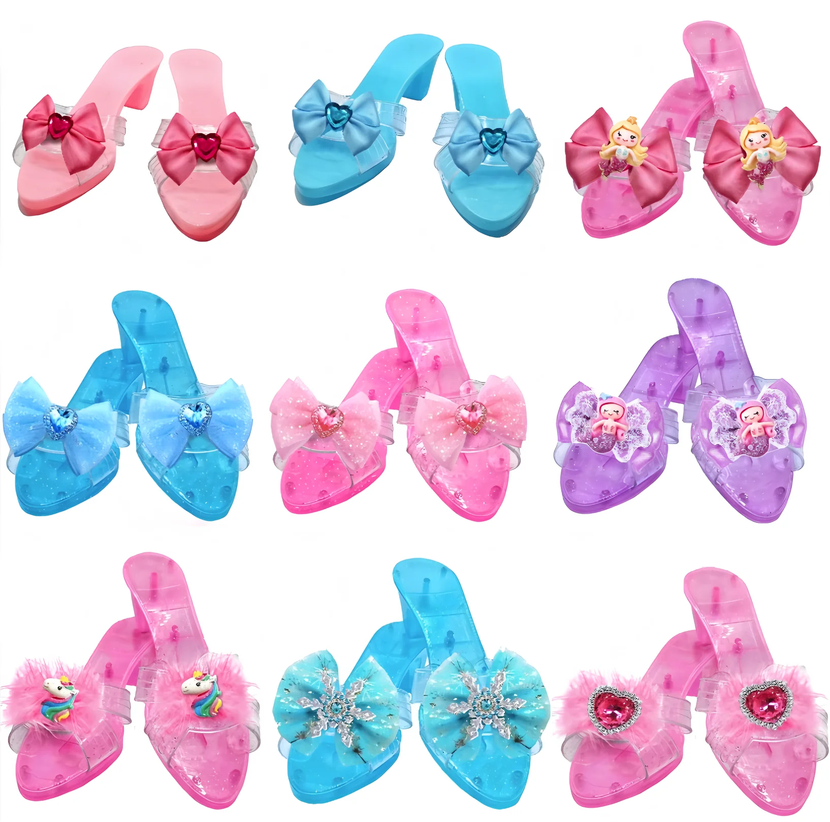 Girls Sparkle Princess Shoes Non-toxic Antislip Role Play Heels for Girls Kids Pretend Play Dress Up Toys (Pink/Purple/Blue) doll shoes princess pretend toys