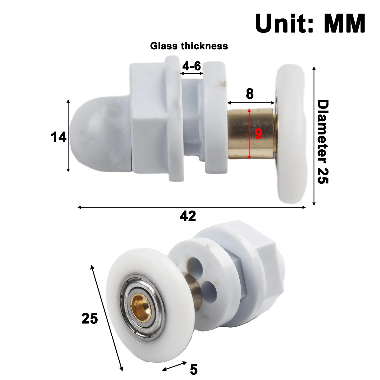 4pcs Shower Door Rollers/Runners/Wheels 19/23/25/27/29mm Wheel Diameter Sliding Glass Door Pulley Bathroom Replacement Part