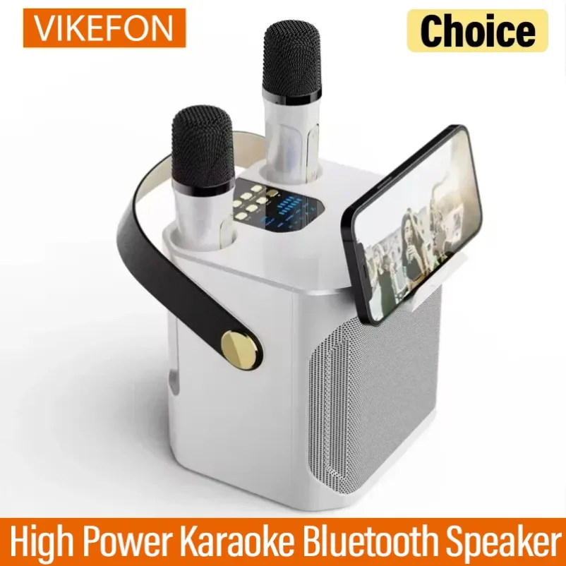 VIKEFON Portable K-Song Bluetooth Speaker with Dual Microphone