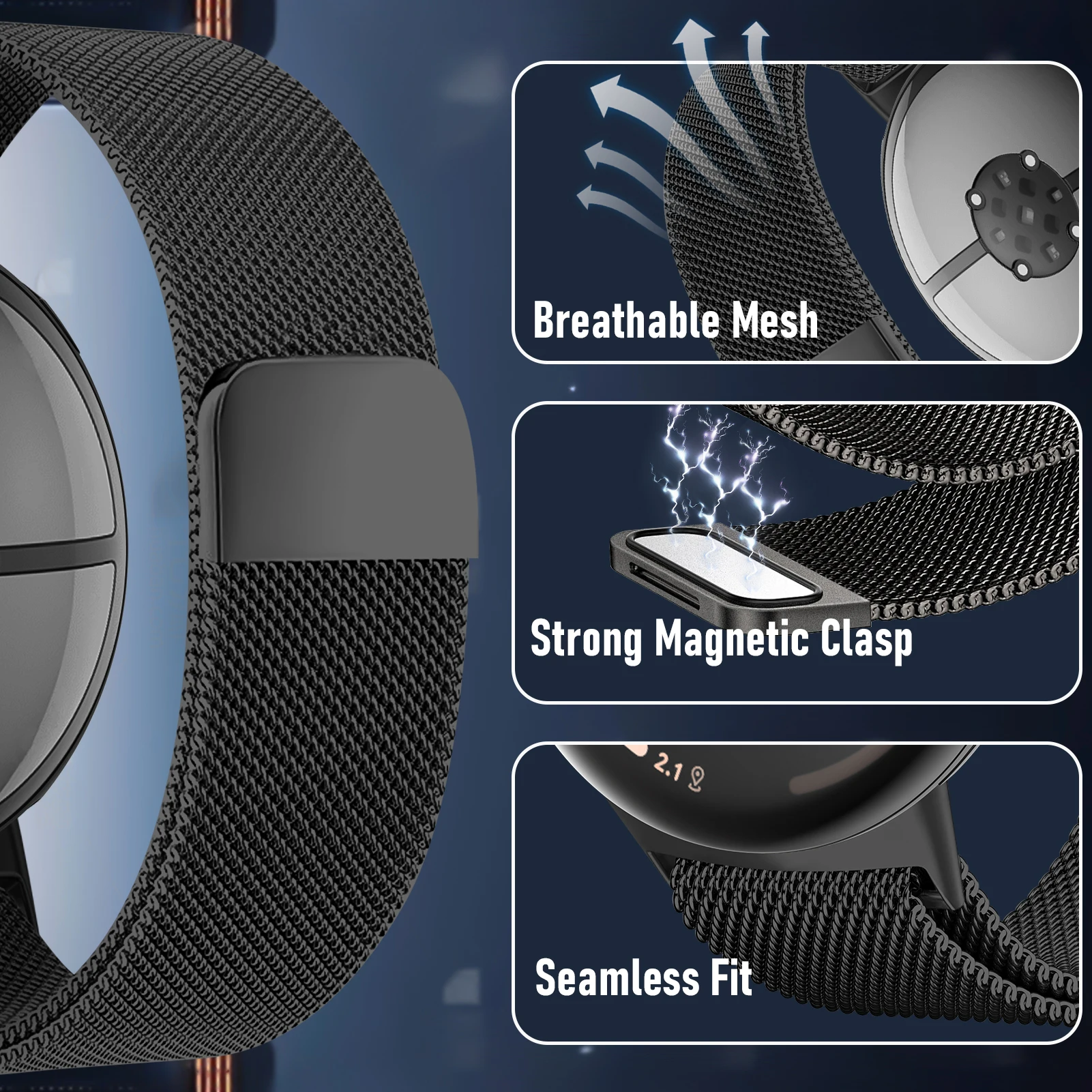 Elegant Magnetic Milanese Metal Mesh Band