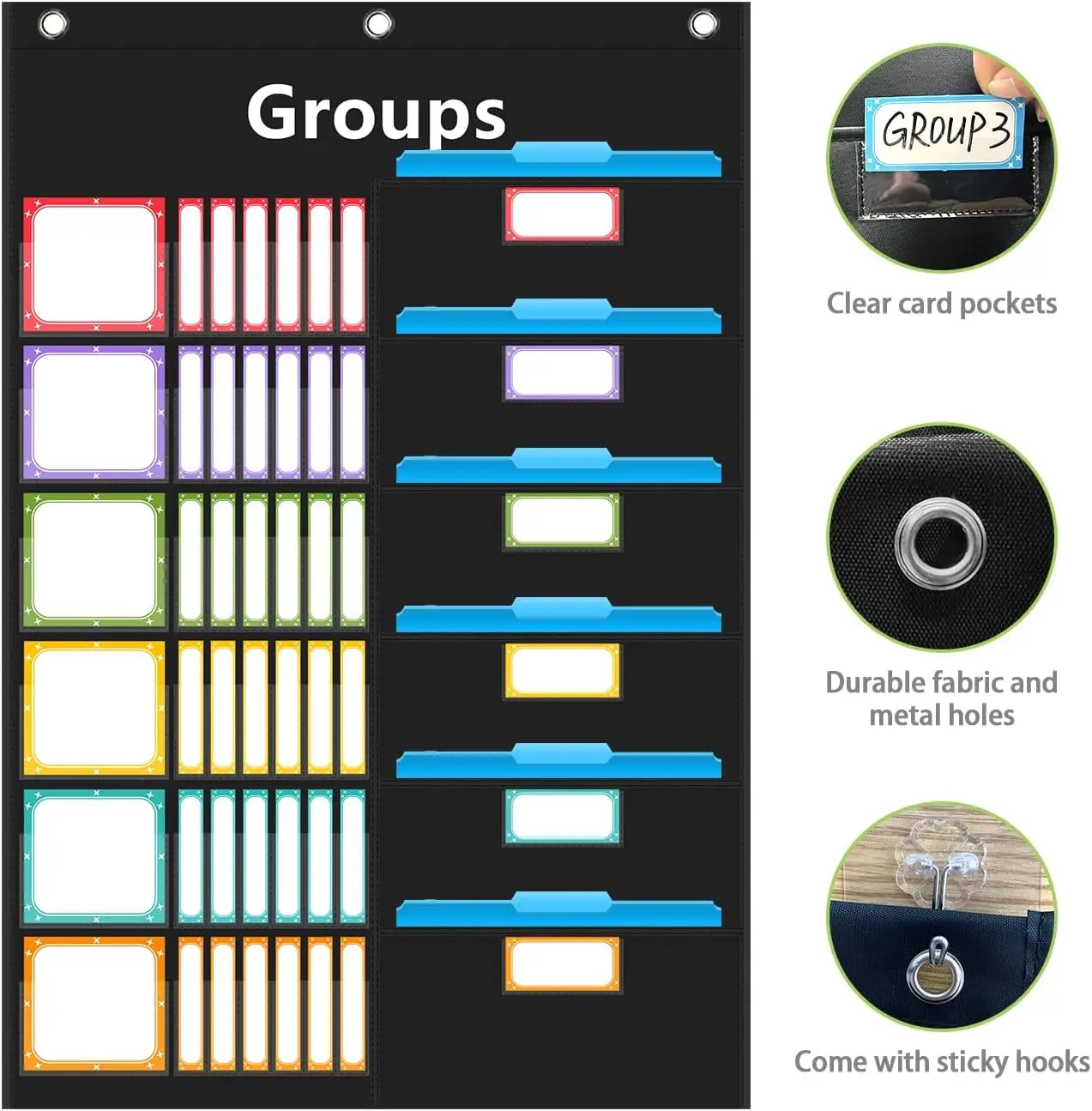 Grafico Tascabile Con 100 Tasche E 200 Flashcard – Per Insegnamento Numeri, Conteggio, Alfabeto – 68.6 X 66 Cm