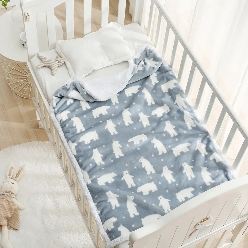 Cozy Double-Layer Fleece Baby Swaddle Blanket – Winter Infant Blanket & Stroller Cover
