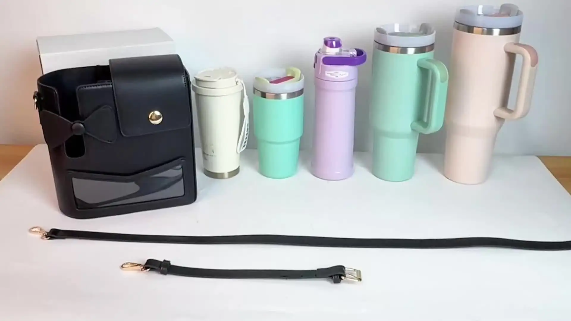 Outdoor Crossbody Water Bottle Bag - Compatible With Stanley Cup, Adjustable Strap, Includes Coin Purse & Keychain - View #5