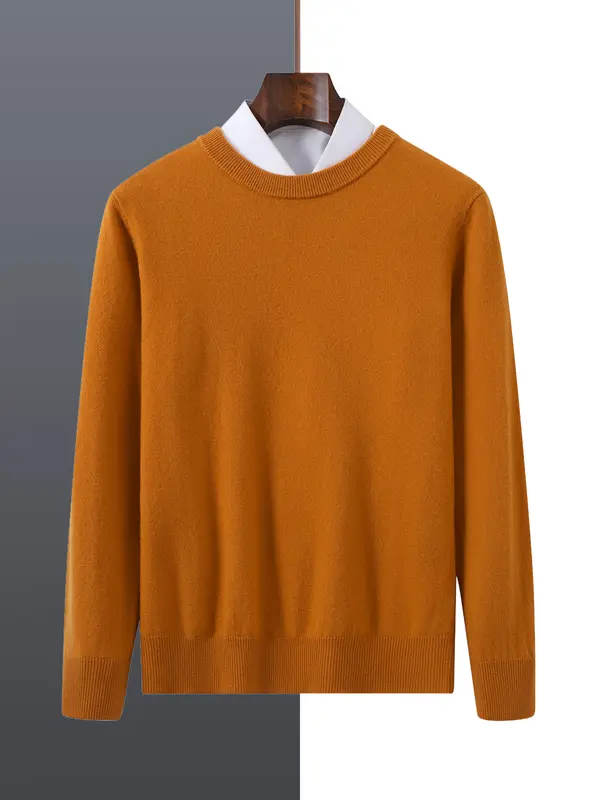 Basic 100% Merino Wool Men's Sweater Autumn Winter Male Knitted Pullover Long Sleeve Clothing Tops Cashmere Blouse O-Neck Fleece - Image 4