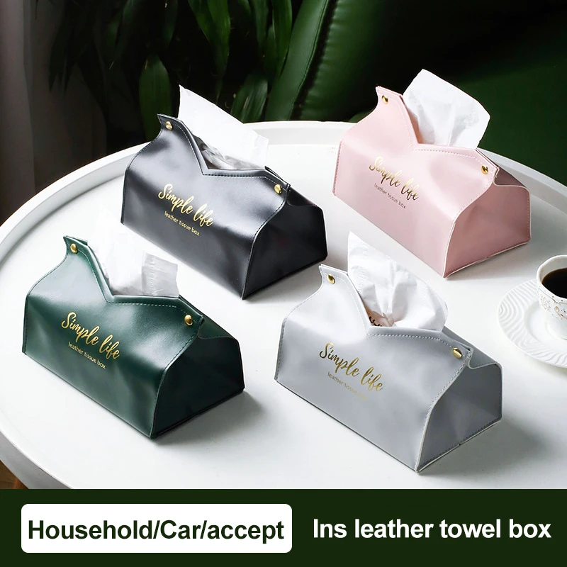 Tissue Box 1pc Leather Napkin Holder Car Home Living Room Decoration Bedroom Kitchen Desktop Nordic Storage