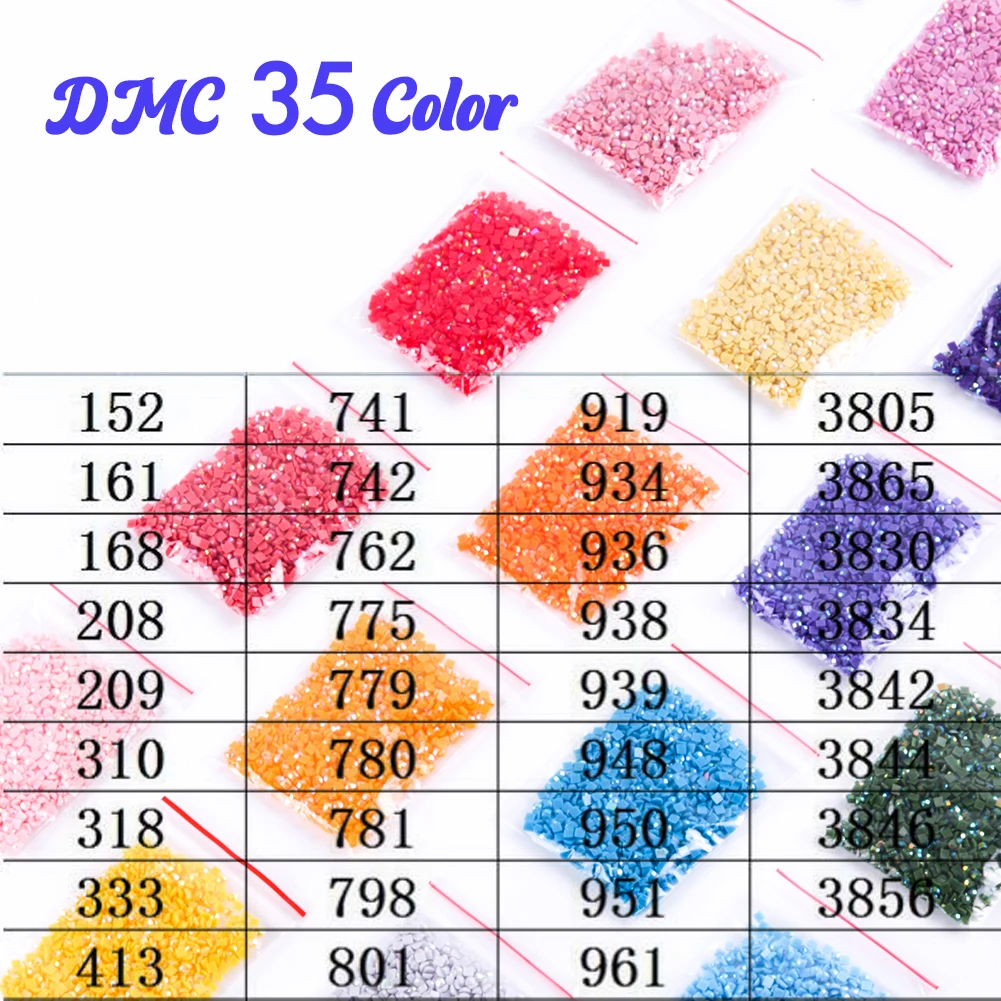 35 Colors Square/Round Diamond Resin Beads Diamond Art Kit AB Drill Gem Art  Nails Crafts for 5D Diamond Painting Accessories