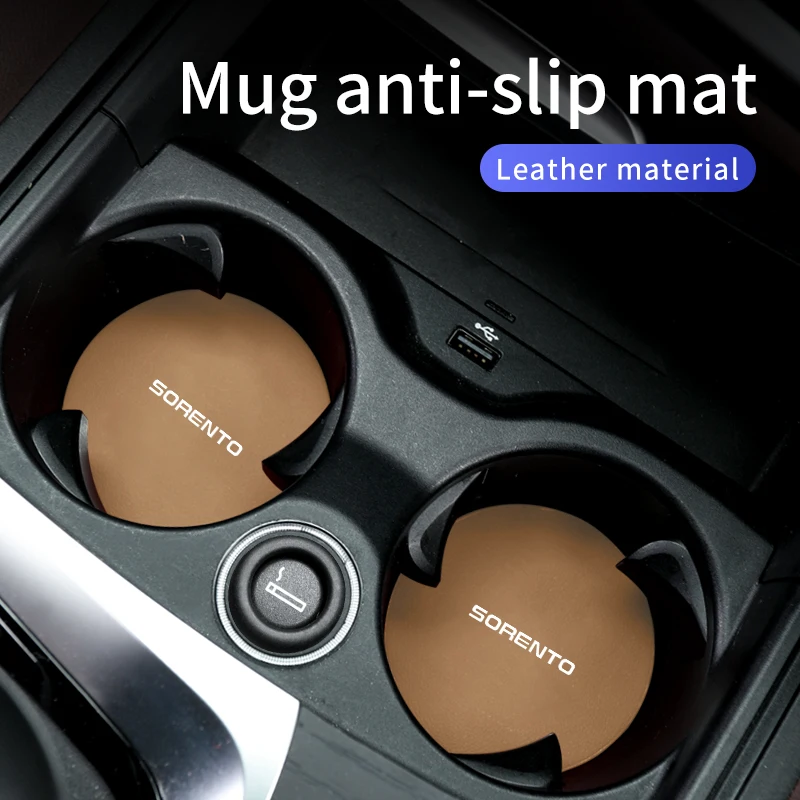2PCS Car Coaster Water Cup Holder Anti-slip Pad For KIA Sorento Stinger Soul Spectra Niro Cadenza Sephia Carens K5 Optima Cerato