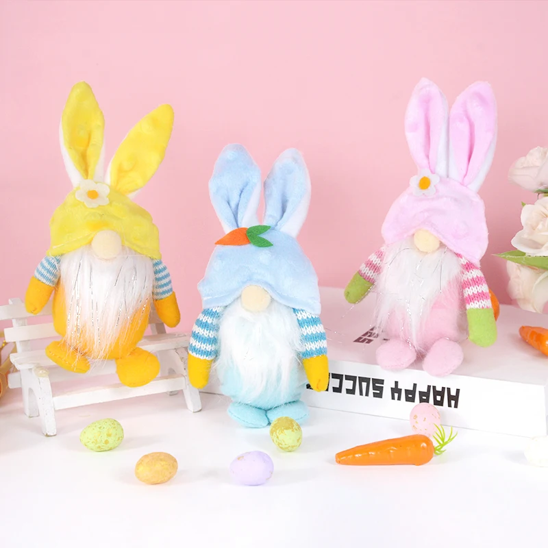 

Easter Faceless Gnome Rabbit Doll Cute Bunny Ornaments Handmade Reusable Home Decoration Spring Easter Party Favor Kids Gift Toy