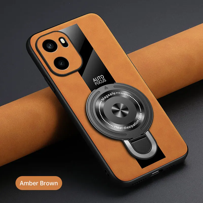Luxury Shockproof Silicone Leather Case with Magnetic Ring Holder